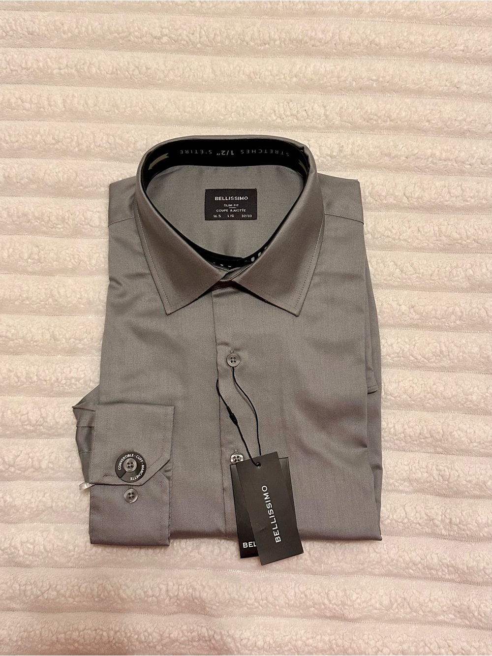 Bellissimo Men's Grey Dress Shirt - Slim Fit - NWT